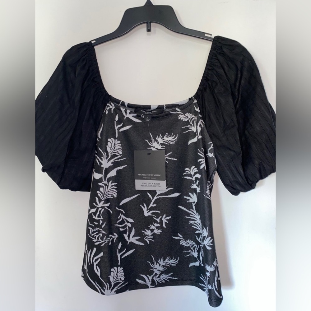 Marc New York Monochrome Floral Blouse